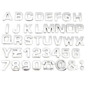 40 piezas 3D DIY Alfabeto metálico y número pegatinas auto emblema carta insignia calcomanía