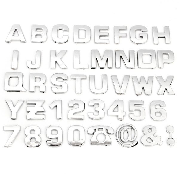 40 piezas 3D DIY Alfabeto metálico y número pegatinas auto emblema carta insignia calcomanía