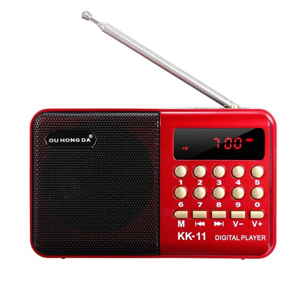 DC 5V 3W Mini portátil de bolsillo LCD Digital FM Radio Altavoz USB TF AUX Reproductor de MP3