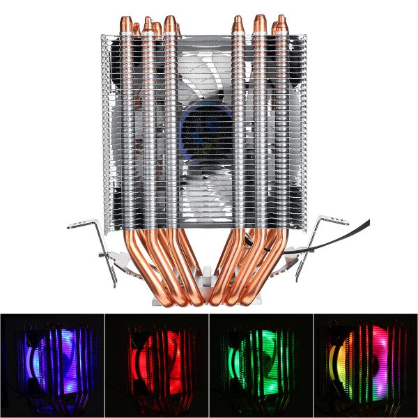 LED RGB CPU Cooler 6 Heatpipes 4Pin Ventilador de refrigeración para Intel 1155/1151/1150/775 AMD
