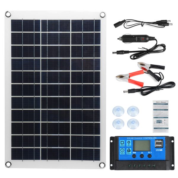 Max 100W Protable Solar Kit de panel Kit de cargador USB de CC doble Cristal único Semiflexible Panel solar de alimentac