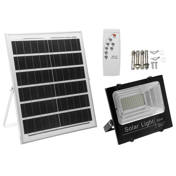 25w/40w/60w Solar Proyector LED solar Proyector con manual/Control remoto Solar Panel IP67 Impermeable