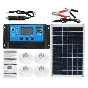 100W Solar Kit de panel 12V Cargador de batería 10-100A LCD Controlador para caravana Van barco
