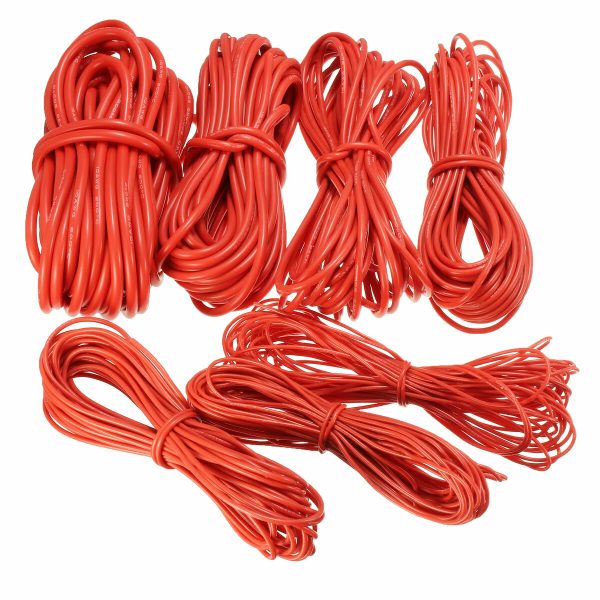 DANIU 10 Metros Rojo Cable de Silicona 10/12/14/16/18/20/22AWG Flexible Cable