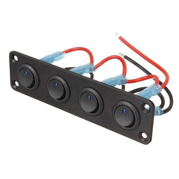 12V 1 ~ 4 Panel de interruptores de palanca Mini interruptor basculante ON-OFF SPST Azul LED