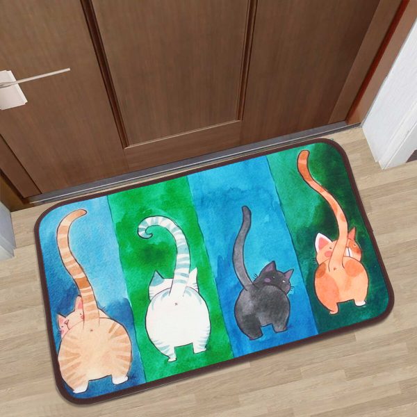 40x60 CM lindo Gato alfombra que hace señas Gato alfombra de piso alfombra de goma absorbente antideslizante para puerta