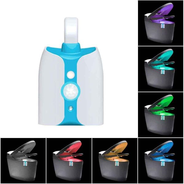 LED Lámpara de inodoro Sensor Activación por movimiento 8 colores Cambio de tazón Nightlight UV esterilización