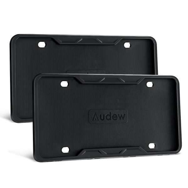 2X Silicone License Plate Frame Cover Rust-Proof W/ Screw Caps For Front & Rear