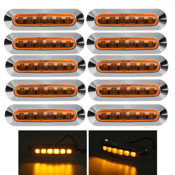10PCS 12V 24V 6 LED Luces de posición laterales Lámpara para camión
