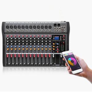 12 canales bluetooth Digital Micrófono Consola mezcladora de sonido Mezclador de audio profesional Karaoke Amplificador
