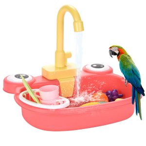 Bañera automática para pájaros con grifo para mascotas