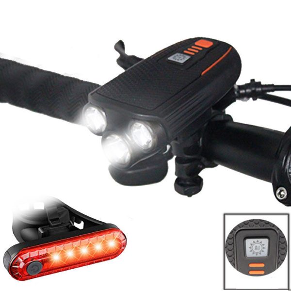 BIKIGHT 5000mAh Luz de bicicleta USB Type-C Carga 280LM AI Faro de inducción para bicicleta con luz trasera Power Bank M