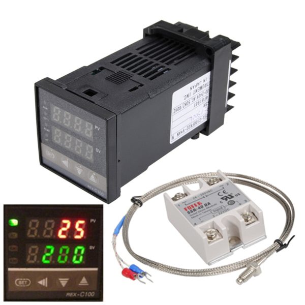 110-240V 0~1300℃ REX-C100 Kit de controlador de temperatura PID digital Función de alarma con relé de sonda