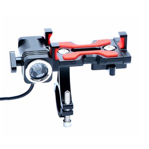 PROMENDA el soporte para teléfono de aleación de aluminio con linterna para bicicleta