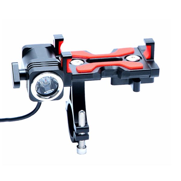 PROMENDA el soporte para teléfono de aleación de aluminio con linterna para bicicleta