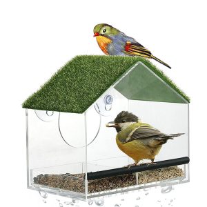 Plastic Clear Pet Bird Seed Food Feeder For Parrot Cockatiel Canary Finch 20cm