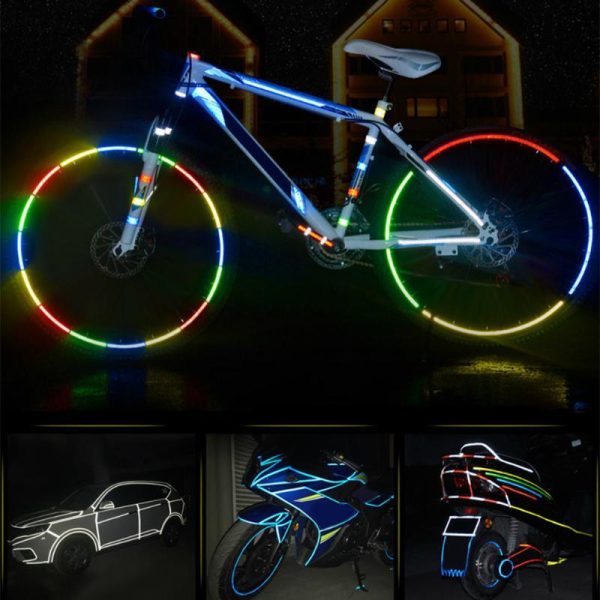 BIKIGHT 315 "Ciclismo MTB Bicicleta Etiqueta de seguridad reflectante para rueda para scooter Cinta adhesiva para bicicl