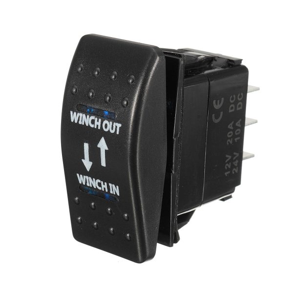12V 20A (ON) -OFF- (ON) Interruptor basculante Momentáneo Winch In Winch Out LED 7-Pin