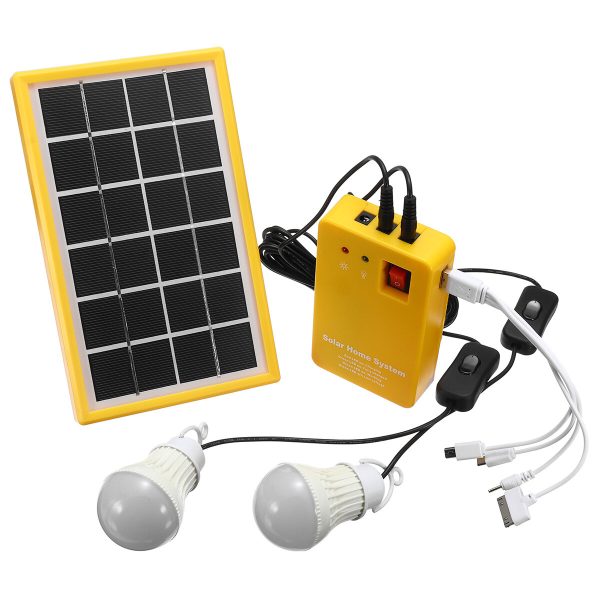 Kit de generador de panel de energía solar 5V Sistema doméstico de cargador USB con 3 bombillas de luz LED