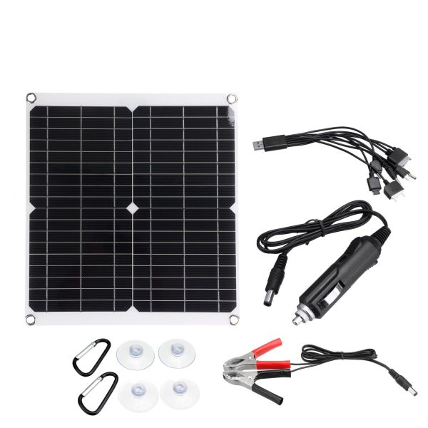 18V 50W PV Solar Kit de cargador de panel Monocristalino Panel solares con cable adaptador 10 en 1