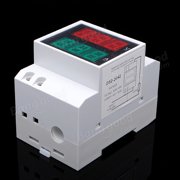 AC 80-300V Din Rail AC LED Dual Pantalla Voltímetro Amperímetro Voltaje Amperímetro Medidor