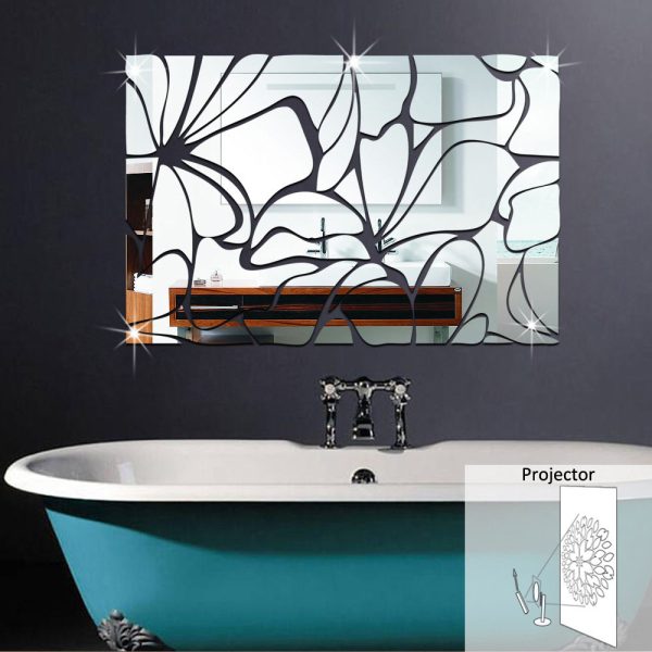 Honana Acrílico Espejo DIY Pegatinas de pared decorativas Mural 3D Cuarto de baño Pegatina de espejo Decoración