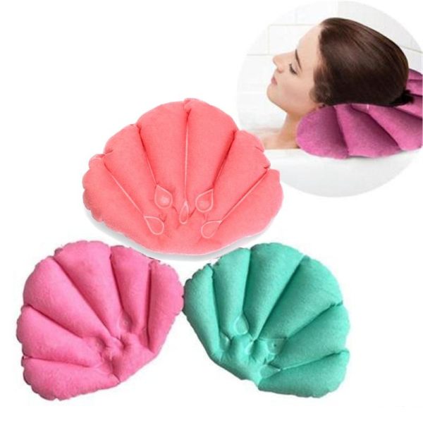 Honana BX Home Spa Cojines de almohada inflables Shell en forma de Cuello Cojín de bañera Color aleatorio Acc