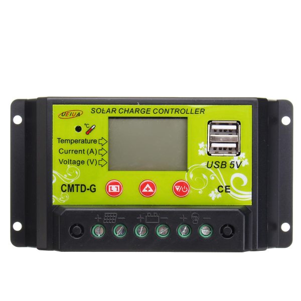 CMTD-G 10A 12 V/24 V LCD PWM Solar Controlador de carga Dual USB Solar Panel Batería Regulador