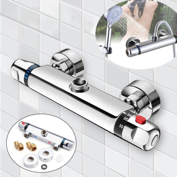 Válvula de ducha termostática de latón para montaje en pared para baño Mezclador de baño Válvula de control de ducha Gri