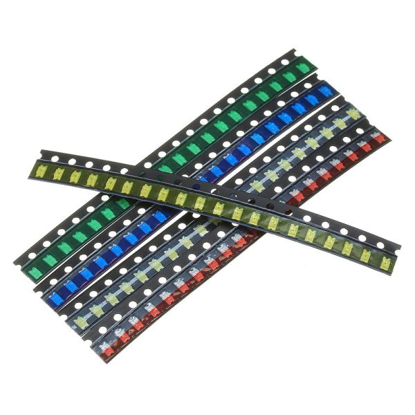 500 piezas 5 colores 100 cada una 1206 LED Surtido de diodos SMD LED Kit de diodos Verde / ROJO / Blanco / Azul / Amaril