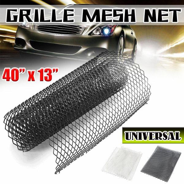 Universal Aluminum Car Vehicle 40"x13"/ 100×33cm Black/Silver Body Grille Net Mesh Grill Section