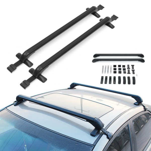 Aluminio Coche barras transversales de barras de techo Equipaje Cocherier junta de goma para 4DR Coche sedanes SUV