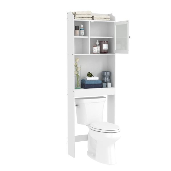 59X18.8X179 Mueble de baño WC Cuarto de baño Gabinete de almacenamiento de ahorro de espacio blanco
