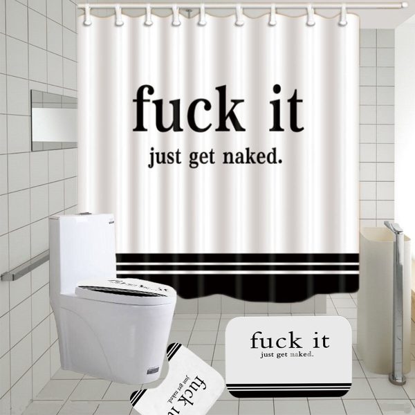 Palabras en inglés Impermeable Cuarto de baño Cortina de ducha Juego de funda de asiento de inodoro antideslizante para