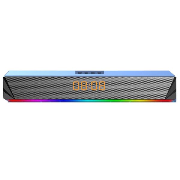 Langjing A8 Altavoz de computadora Efecto de luz RGB bluetooth Recarga USB Reloj Pantalla AUX U Disco Entrada de tarjeta
