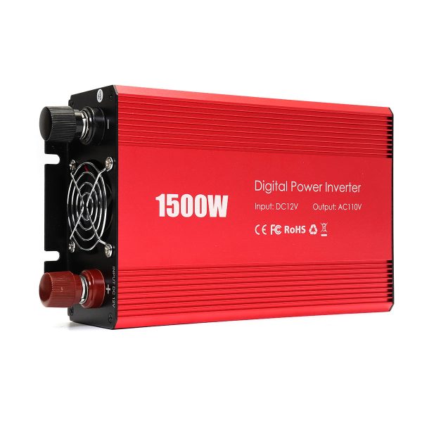 Inversor de corriente portátil 1500W Coche DC 12V a AC 110V Convertidor de onda sinusoidal modificada