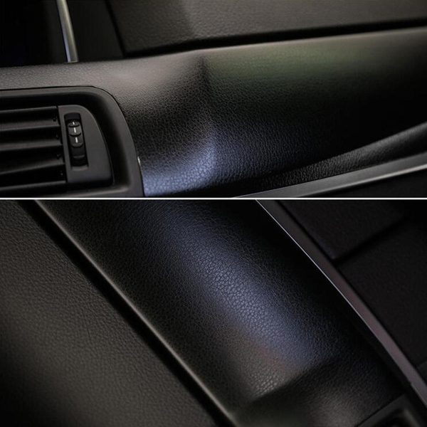 30cm × 150cm Textura de cuero negro Coche Pegatinas Vinilo Wrap Coche Película interior de la etiqueta