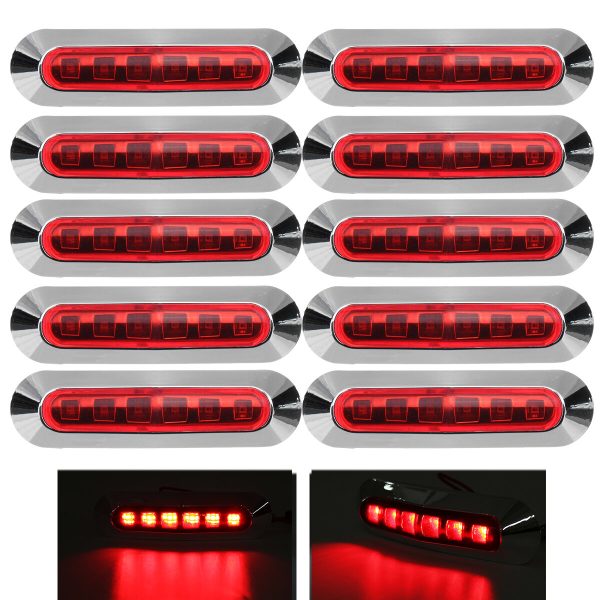 10 Uds 12V 24V 6 LED luces de posición laterales Lámpara rojo para camión remolque caravana camión Van